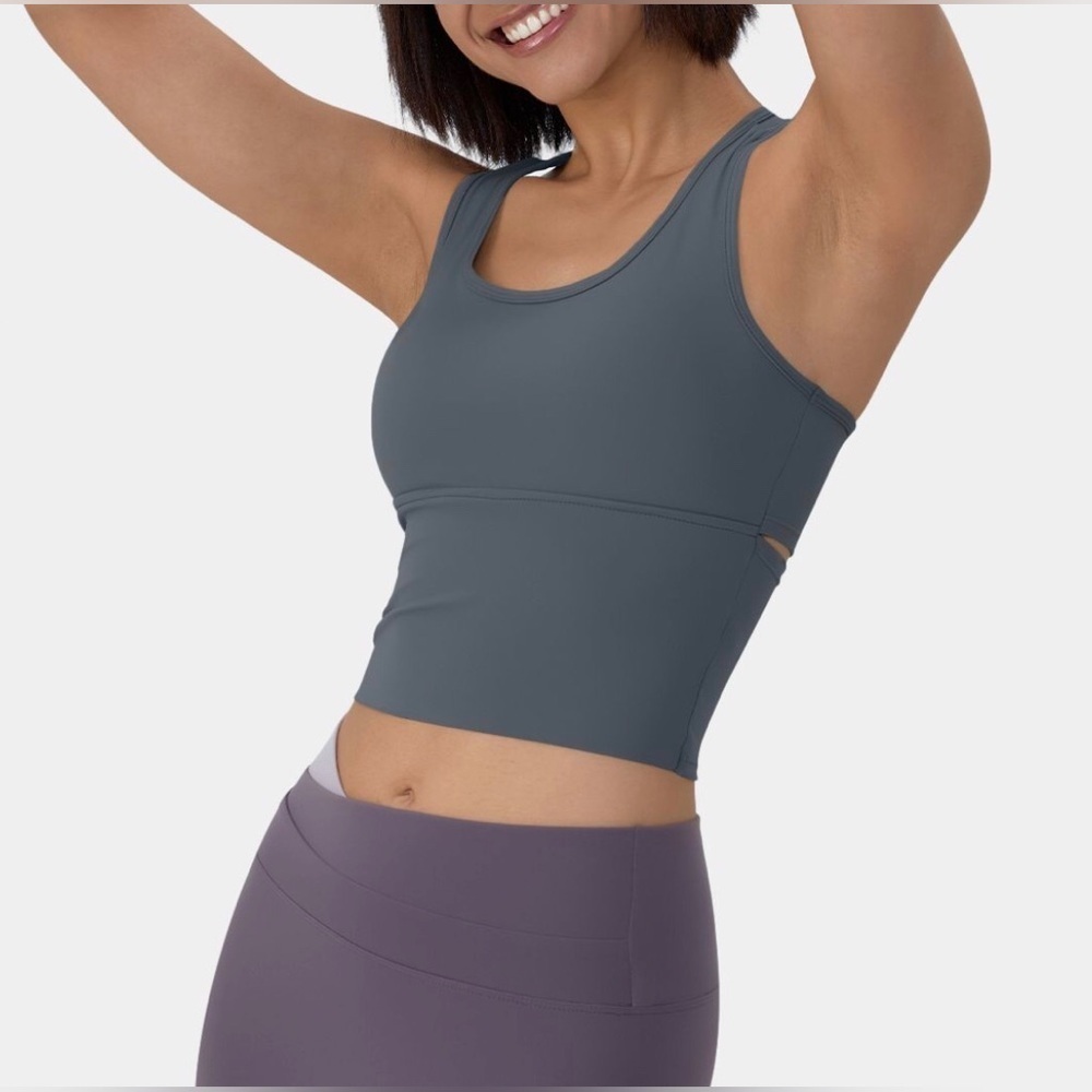 Halara Cloudful™ Fabric U Neck Backless Racerback Cut Out Cropped Yoga Tank Top